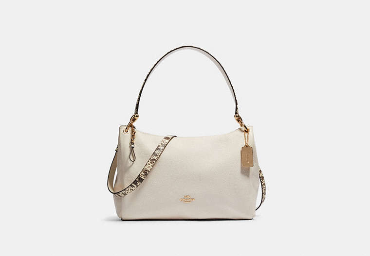 COACH®,MIA SHOULDER BAG,Leather,Gold/Chalk,Front View