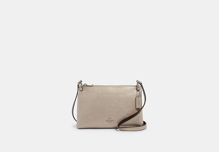 COACH®,MIA CROSSBODY,Leather,Silver/Platinum,Front View