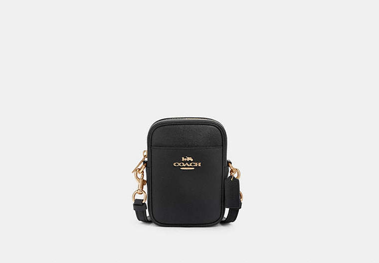 COACH®,PHOEBE CROSSBODY,Leather,Mini,Gold/Black,Front View