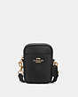 COACH®,PHOEBE CROSSBODY,Leather,Mini,Gold/Black,Front View