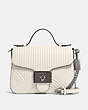 COACH®,CASSIDY TOP HANDLE CROSSBODY WITH ART DECO QUILTING,Leather,Small,Silver/Chalk,Front View