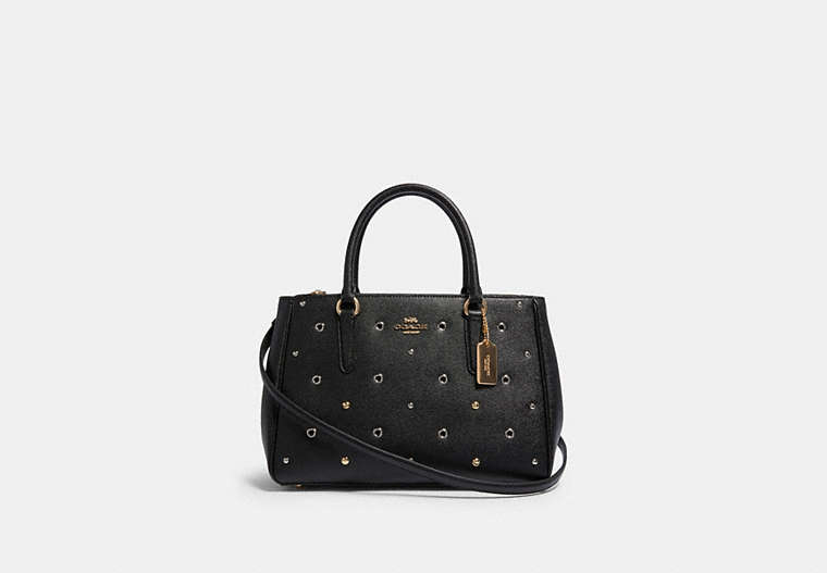 COACH®,SURREY CARRYALL WITH GROMMETS,Leather,Medium,Gold/Black,Front View