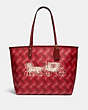 COACH®,REVERSIBLE CITY TOTE WITH HORSE AND CARRIAGE PRINT,pvc,Large,Gold/Bright Red/Cherry Multi,Front View