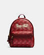 COACH®,VALE MEDIUM CHARLIE BACKPACK WITH HORSE AND CARRIAGE PRINT,pvc,Large,Gold/Bright Red/Cherry Multi,Front View