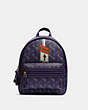 COACH®,VALE MEDIUM CHARLIE BACKPACK WITH HORSE AND CARRIAGE PRINT,pvc,Large,Gold/Dark Purple/Lavendar Multi,Front View