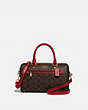 COACH®,ROWAN SATCHEL IN SIGNATURE CANVAS,Leather,Large,Gold/Brown True Red,Front View