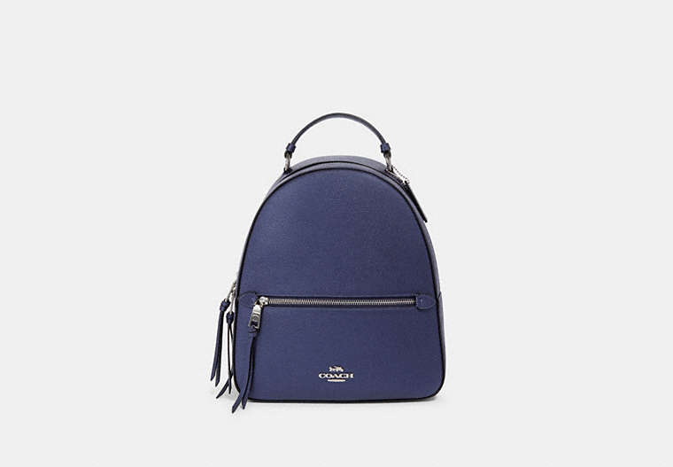 COACH®,JORDYN BACKPACK,Leather,Large,Silver/Metallic Blue,Front View