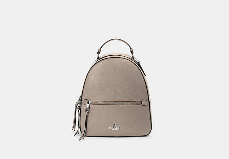COACH®,JORDYN BACKPACK,Leather,Large,Silver/Platinum,Front View