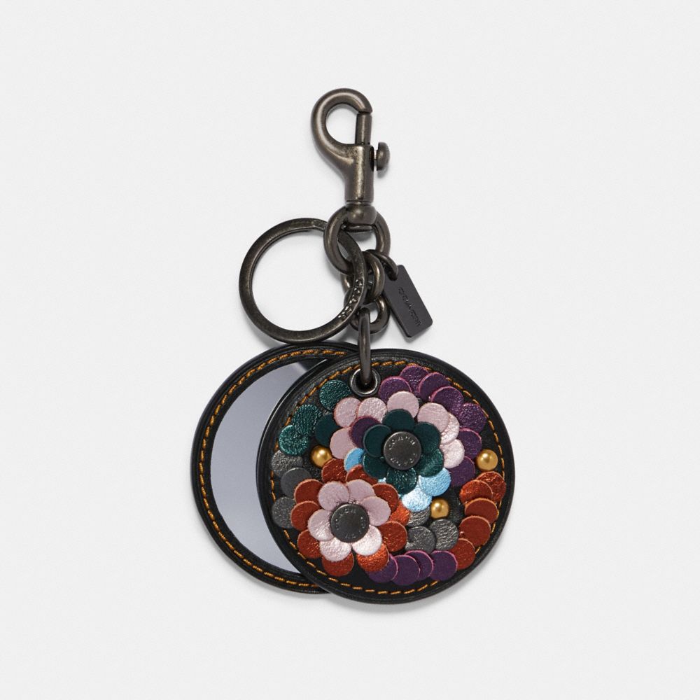 Mirror Bag Charm With Leather Sequins