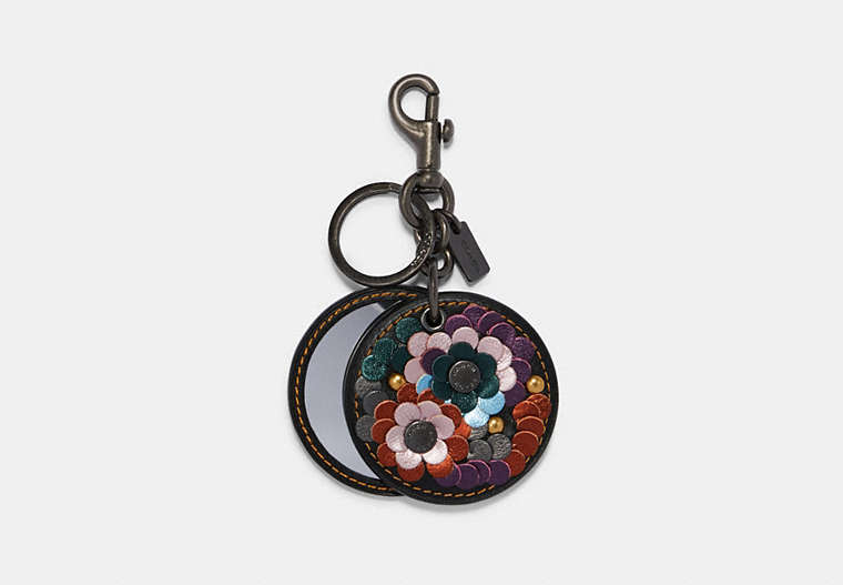 Mirror Bag Charm With Leather Sequins