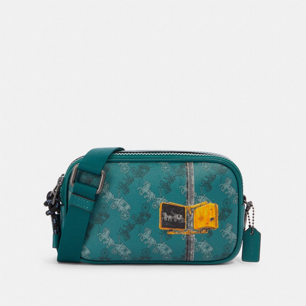Crossbody Pouch With Horse And Carriage Print