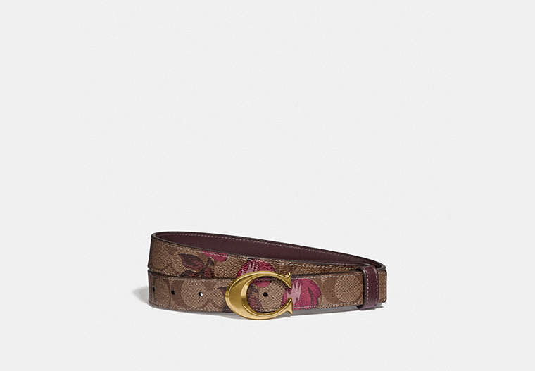 Signature Buckle Belt With Victorian Floral Print, 25 Mm