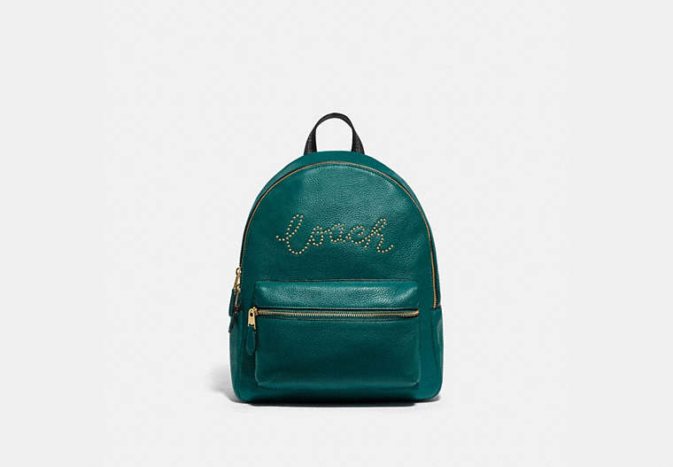 Medium Charlie Backpack With Studded Coach Script
