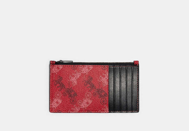 Zip Card Case With Horse And Carriage Print