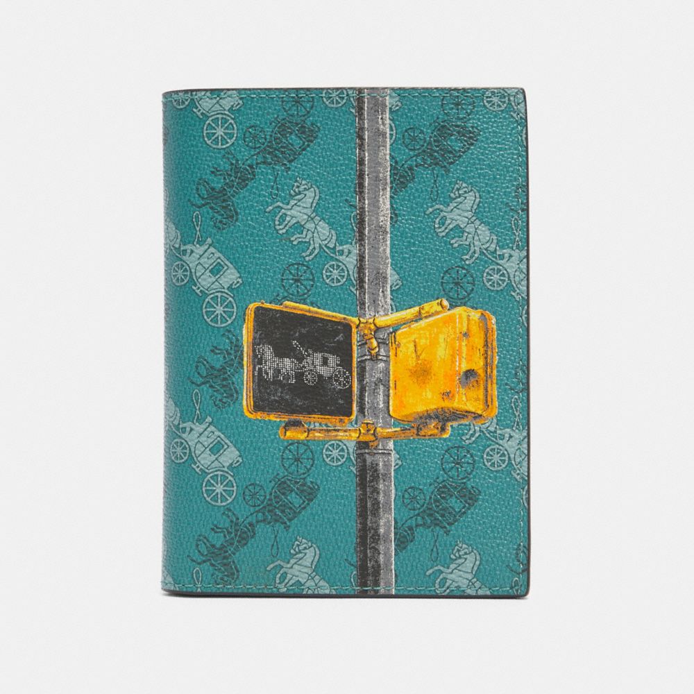 Passport Case With Horse And Carriage Print