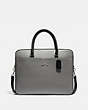COACH®,LAPTOP BAG IN COLORBLOCK,Leather,Medium,Silver/Heather Grey Multi,Front View
