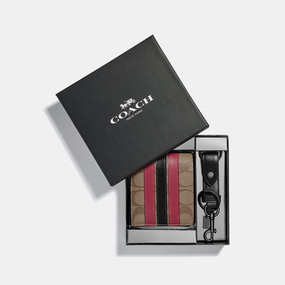 Boxed Id Billfold Wallet And Key Fob Gift Set In Signature Canvas