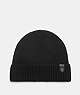 COACH®,RIB KNIT MERINO WOOL HAT,n/a,Black,Front View