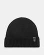 COACH®,RIB KNIT MERINO WOOL HAT,n/a,Black,Front View