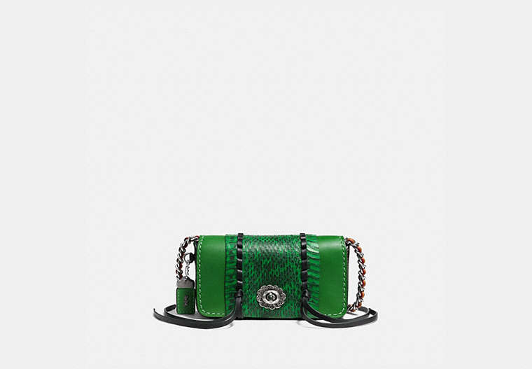 COACH®,DINKIER WITH WHIPSTITCH SNAKESKIN,reptile,Mini,LH/Kelly Green,Front View