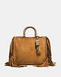 COACH®,ROGUE WITH FRINGE,Leather,Large,Oak/Light Antique Nickel,Front View