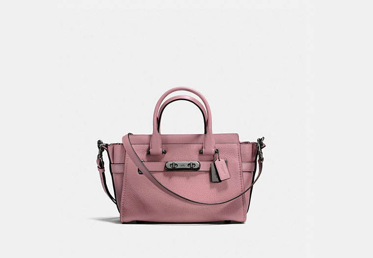 COACH®,COACH SWAGGER 27,Leather,Small,Dark Gunmetal/Dusty Rose,Front View