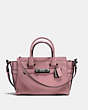 COACH®,COACH SWAGGER 27,Leather,Small,Dark Gunmetal/Dusty Rose,Front View
