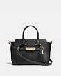 COACH®,COACH SWAGGER 27,Leather,Small,Light Gold/Black,Front View