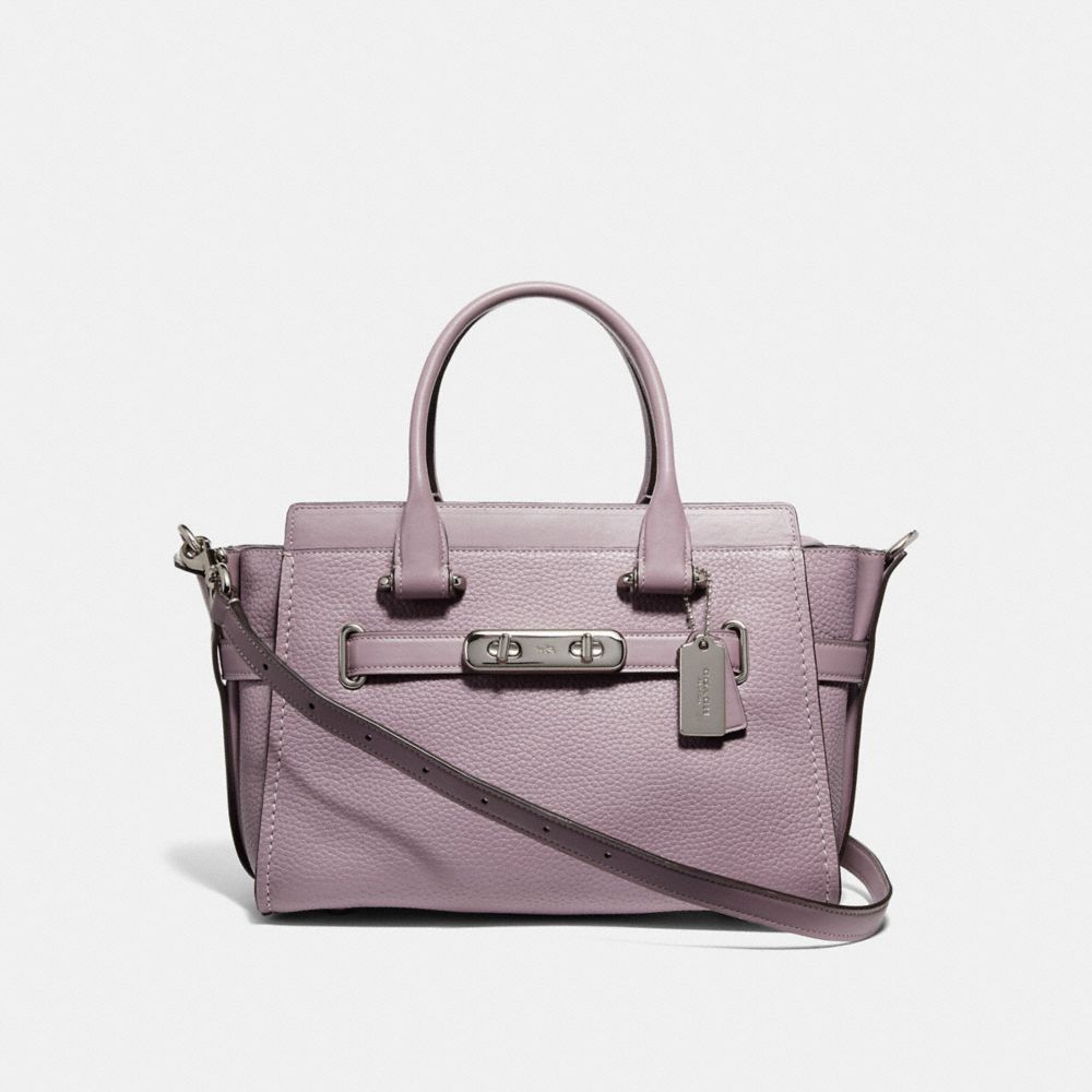 COACH®,COACH SWAGGER 27,Leather,Small,Silver/Jasmine,Front View
