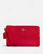 COACH®,DOUBLE ZIP WALLET,pusplitleather,Mini,Gold/BRIGHT RED,Front View