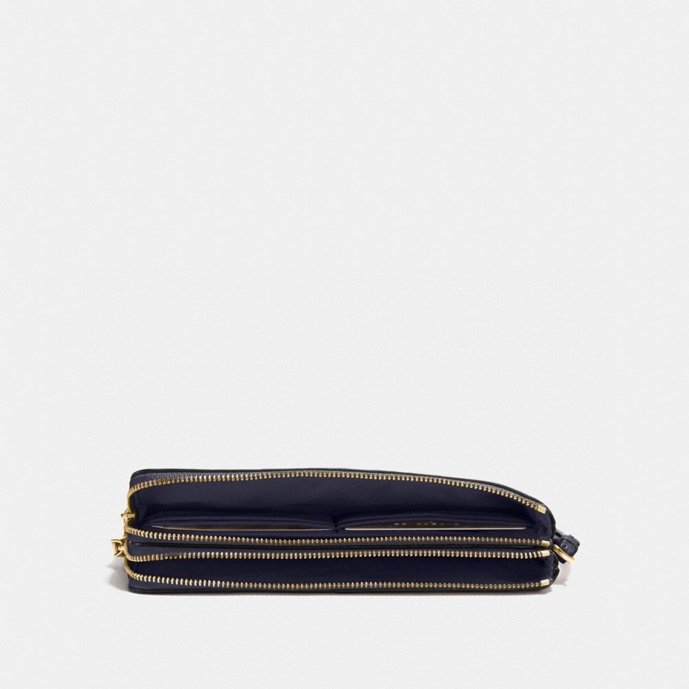 Coach Double Zip Pebble Leather Wristlet Wallet