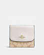 COACH®,SMALL WALLET IN SIGNATURE CANVAS,pvc,Gold/Light Khaki Chalk,Front View