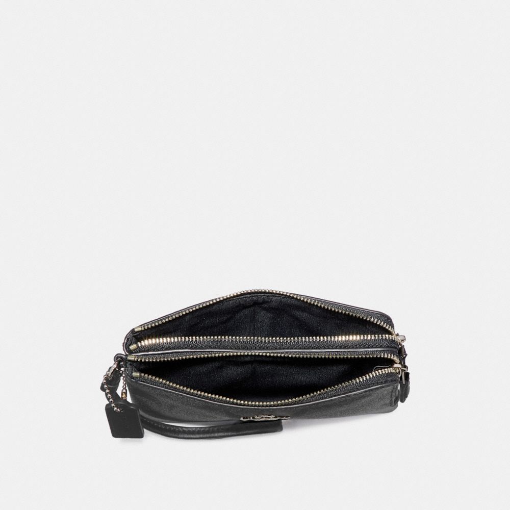 COACH®,DOUBLE CORNER ZIP WRISTLET IN SIGNATURE CANVAS,Small,Silver/Black Smoke,Inside View,Top View