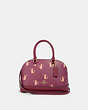 COACH®,MINI SIERRA SATCHEL WITH PARTY CAT PRINT,pvc,Gold/Dark Berry Multi,Front View
