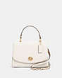 COACH®,TILLY TOP HANDLE SATCHEL,Leather,Medium,Gold/Chalk,Front View