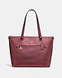 COACH®,GALLERY TOTE,Leather,Large,Gold/Metallic Wine,Front View