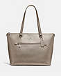 COACH®,GALLERY TOTE,Leather,Large,Silver/Platinum,Front View