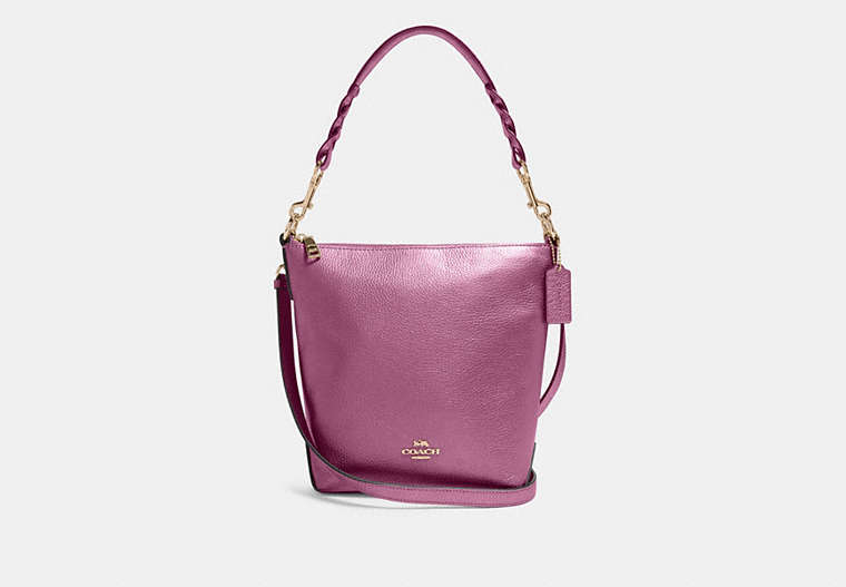 COACH®,MINI ABBY DUFFLE,Leather,Medium,Gold/Metallic Berry,Front View