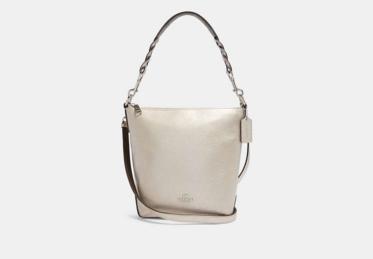COACH®,MINI ABBY DUFFLE,Leather,Medium,Silver/Platinum,Front View