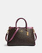 COACH®,MIA SATCHEL IN SIGNATURE CANVAS,pvc,Large,Gold/Brown Metallic Berry,Front View