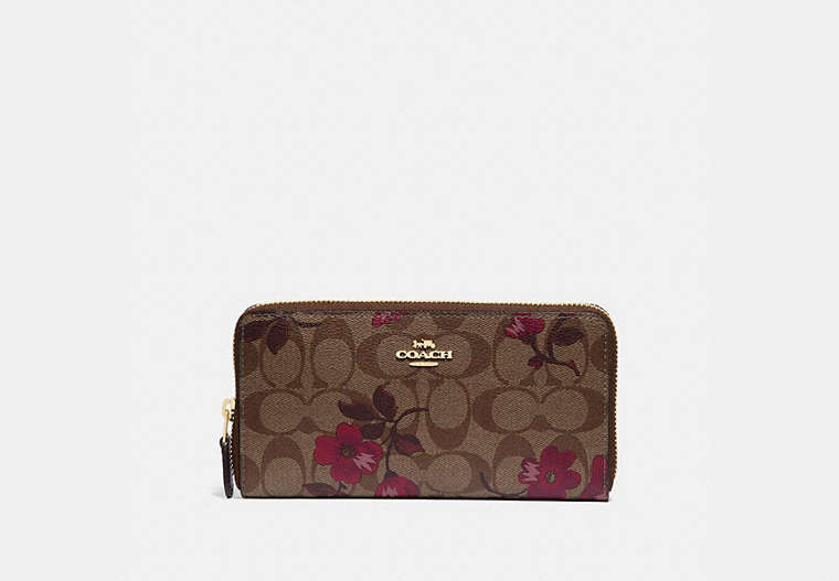 Accordion Zip Wallet In Signature Canvas With Victorian Floral Print