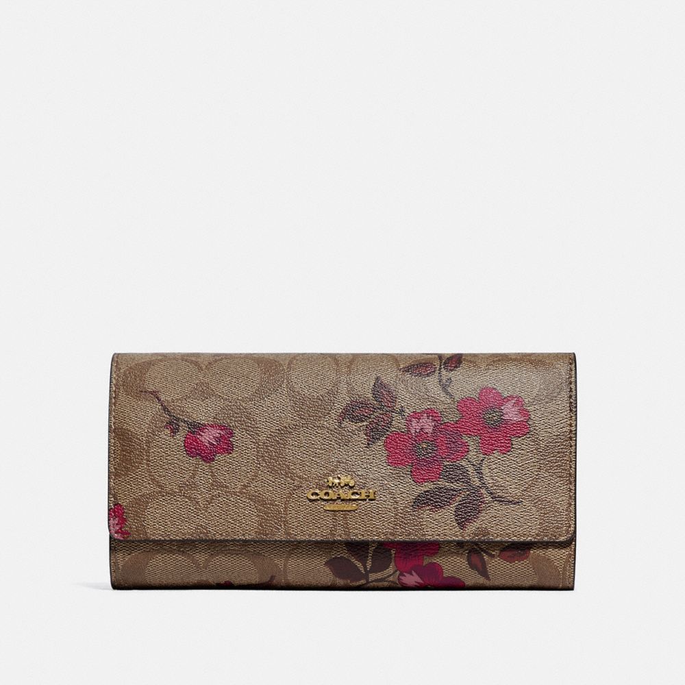 Trifold Wallet In Signature Canvas With Victorian Floral Print