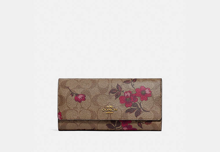 Trifold Wallet In Signature Canvas With Victorian Floral Print
