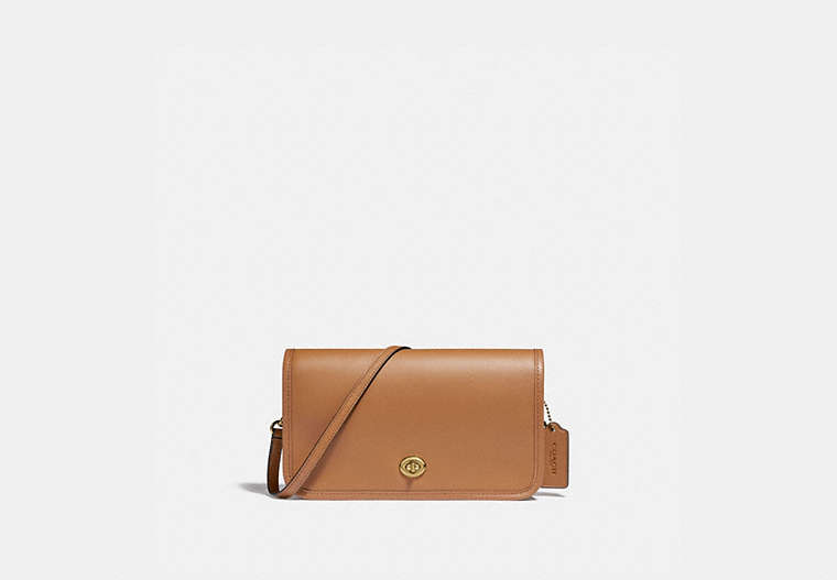 COACH®,PENNY CROSSBODY,Leather,Small,Gold/LIGHT SADDLE,Front View