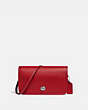 COACH®,PENNY CROSSBODY,Leather,Small,Silver/True Red,Front View