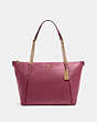 COACH®,AVA CHAIN TOTE,Leather,Large,Gold/Dark Berry,Front View