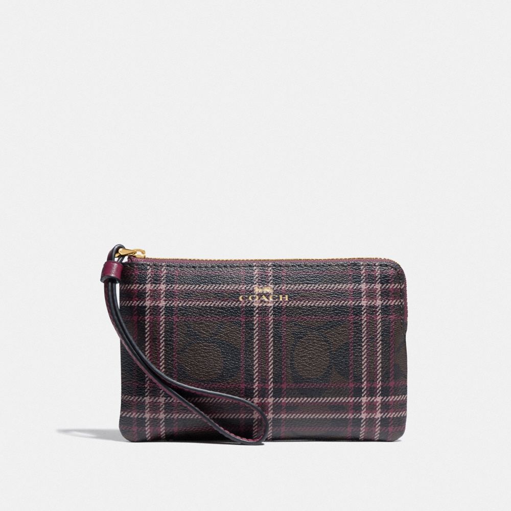 COACH® Outlet | Corner Zip Wristlet In Signature Canvas With