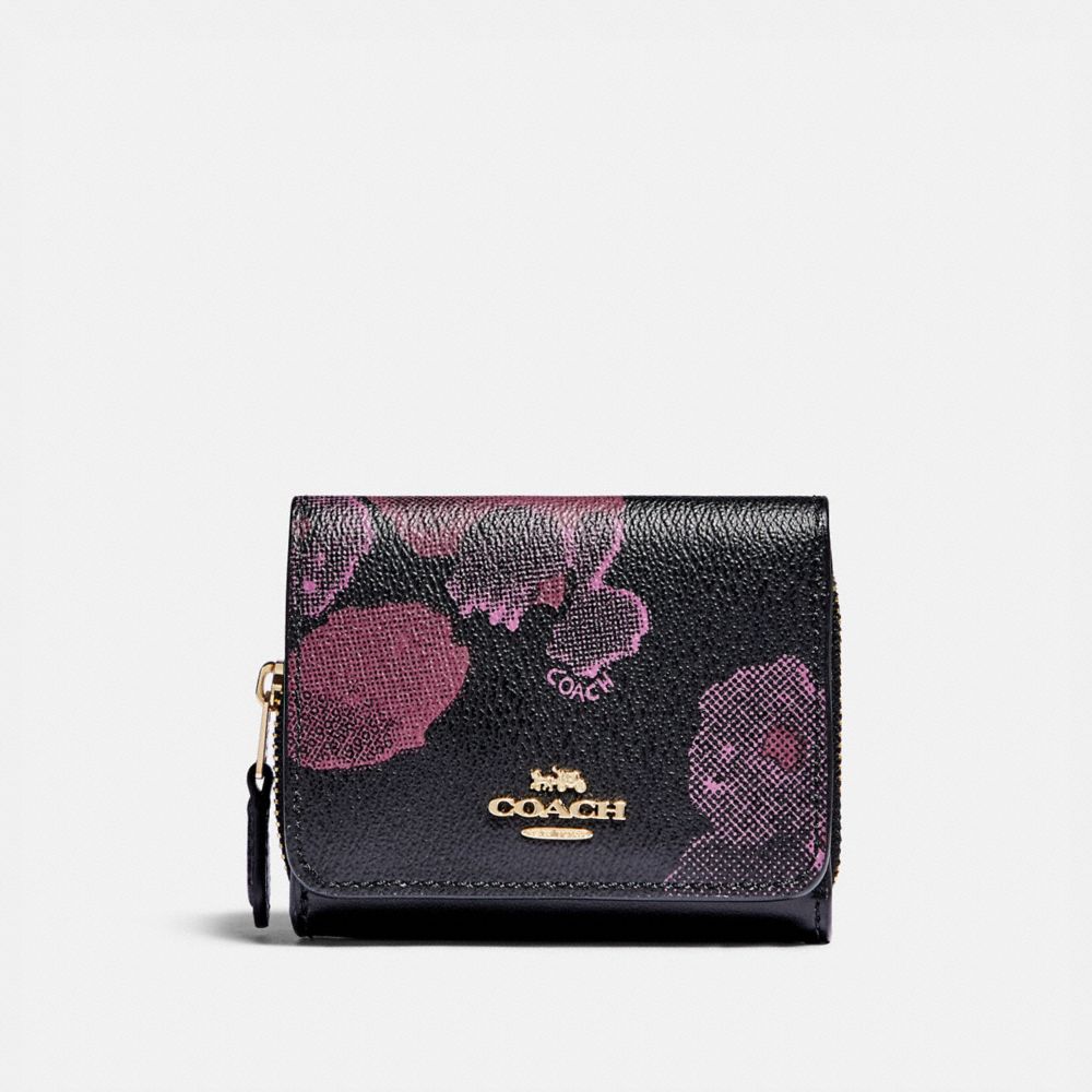 Petit portefeuille à trois volets avec imprimé floral en demi-teinte