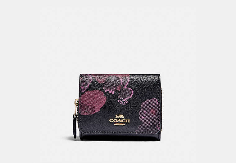 Small Trifold Wallet With Halftone Floral Print