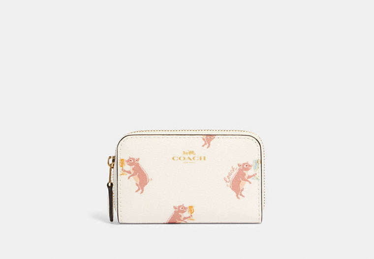 Zip Around Coin Case With Party Pig Print
